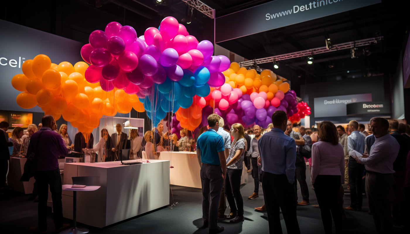 Faire la différence lors d'un salon professionnel avec des ballons hélium.